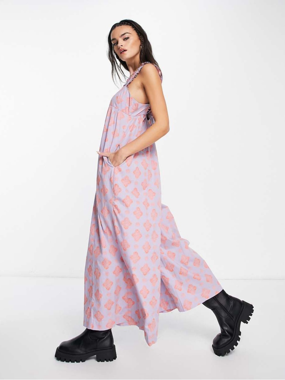Free People Katya Printed Cotton Jumpsuit